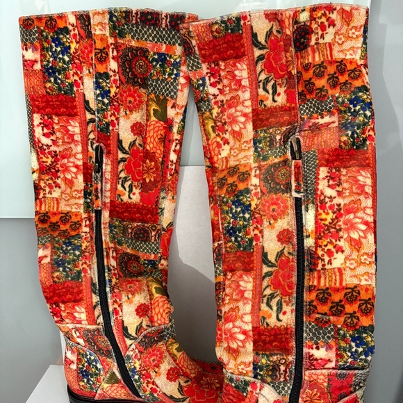 Knee High La Serina Patchwork Boot Aerosoles X Laura Ashley Lug Soles - Picture 2 of 2